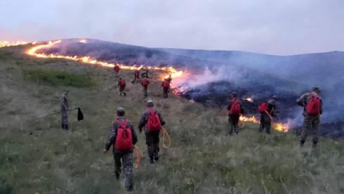 Тушение пожара в Каркаралинском районе продолжается наземным и воздушным способами