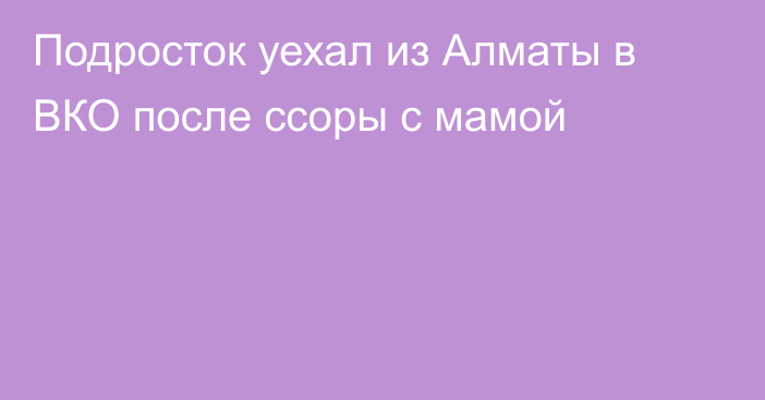 Подросток уехал из Алматы в ВКО после ссоры с мамой