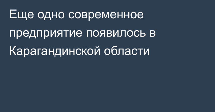 Еще одно современное предприятие появилось в Карагандинской области