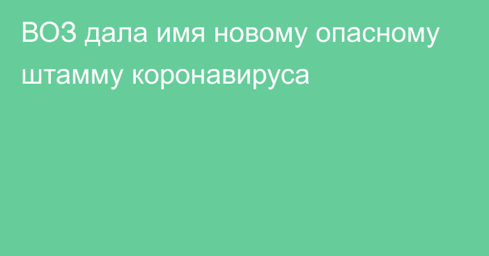 ВОЗ дала имя новому опасному штамму коронавируса