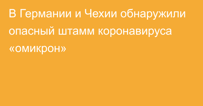 В Германии и Чехии обнаружили опасный штамм коронавируса «омикрон»