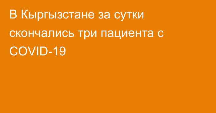 В Кыргызстане за сутки скончались три пациента с COVID-19