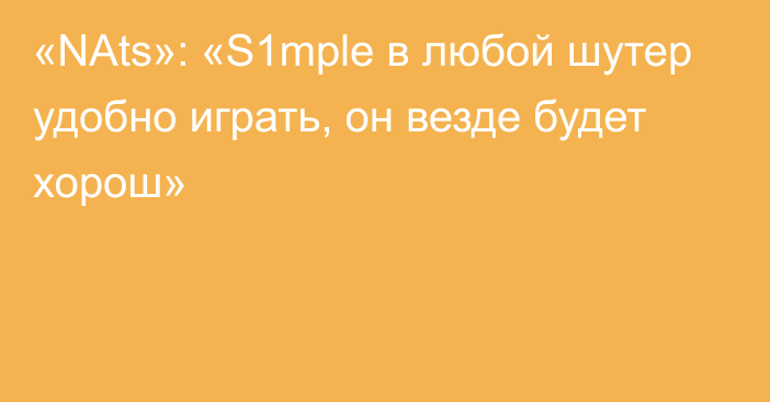 «NAts»: «S1mple в любой шутер удобно играть, он везде будет хорош»