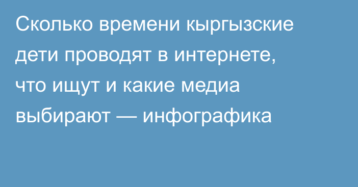 Сколько времени кыргызские дети проводят в интернете, что ищут и какие медиа выбирают — инфографика