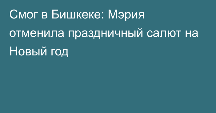 Смог в Бишкеке: Мэрия отменила праздничный салют на Новый год