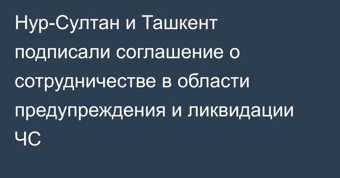 Нур-Султан и Ташкент подписали соглашение о сотрудничестве в области предупреждения и ликвидации ЧС