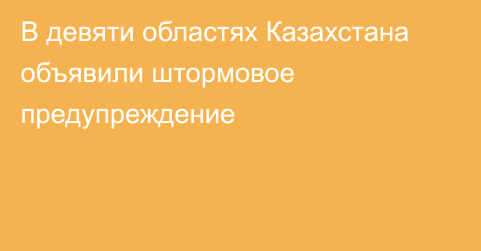 В девяти областях Казахстана объявили штормовое предупреждение