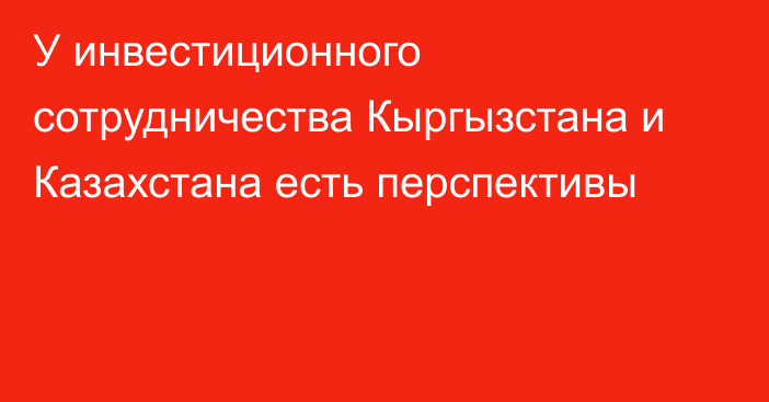 У инвестиционного сотрудничества Кыргызстана и Казахстана есть перспективы