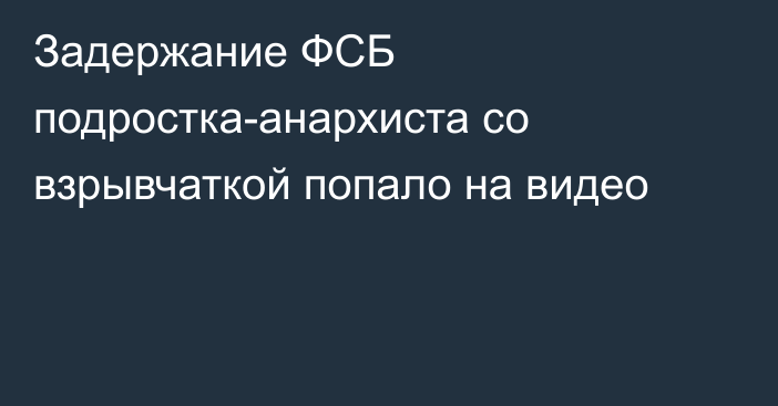 Задержание ФСБ подростка-анархиста со взрывчаткой попало на видео