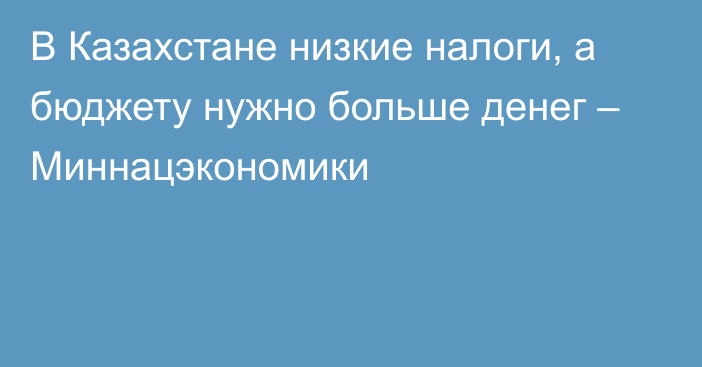 В Казахстане низкие налоги, а бюджету нужно больше денег – Миннацэкономики