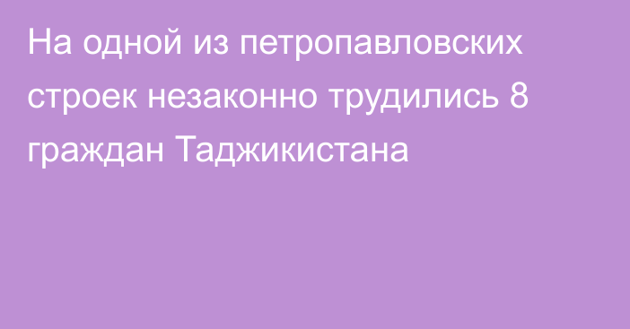 На одной из петропавловских строек незаконно трудились 8 граждан Таджикистана