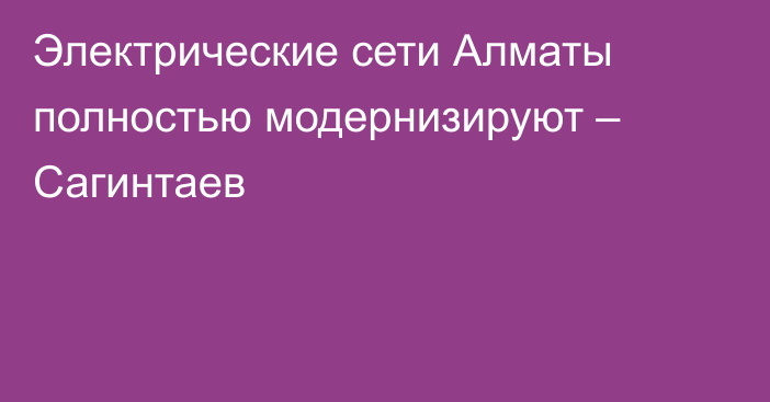 Электрические сети Алматы полностью модернизируют – Сагинтаев