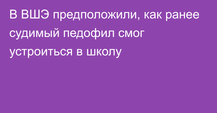 В ВШЭ предположили, как ранее судимый педофил смог устроиться в школу