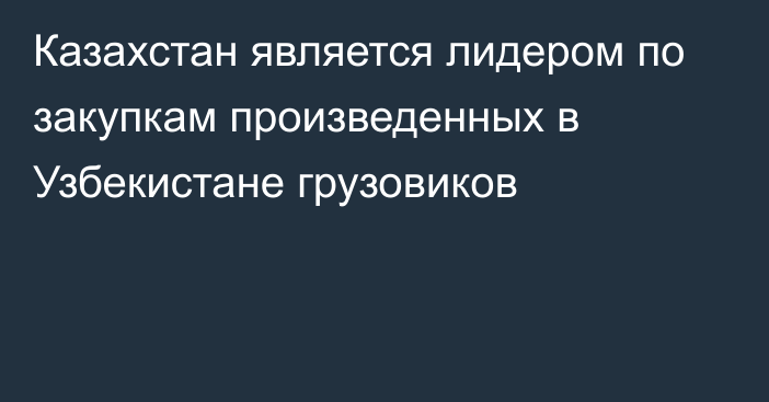 Казахстан является лидером по закупкам произведенных в Узбекистане грузовиков