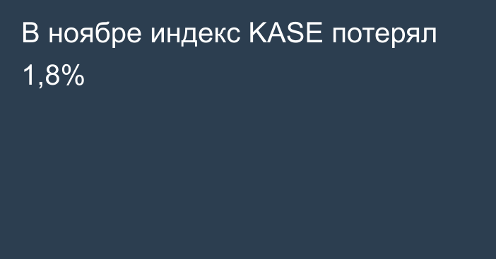 В ноябре индекс KASE потерял 1,8%