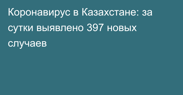 Коронавирус в Казахстане: за сутки выявлено 397 новых случаев