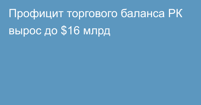 Профицит торгового баланса РК вырос до $16 млрд