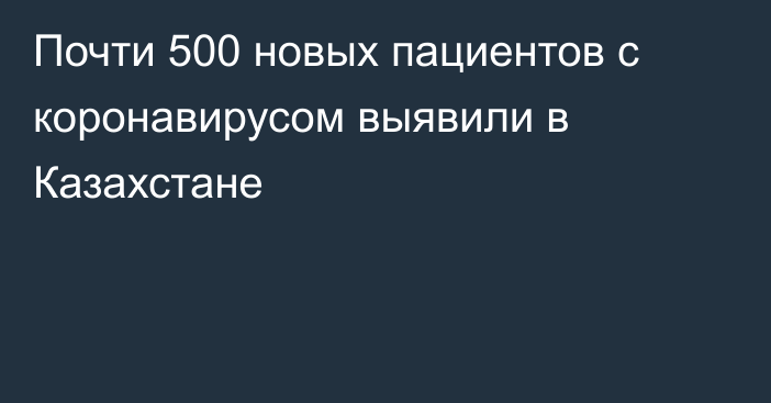 Почти 500 новых пациентов с коронавирусом выявили в Казахстане