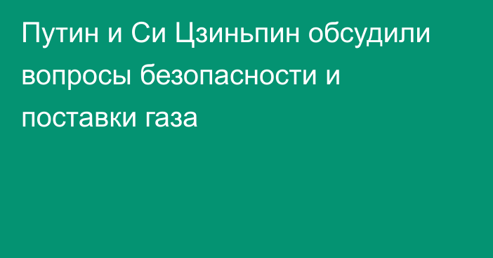 Путин и Си Цзиньпин обсудили вопросы безопасности и поставки газа