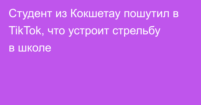 Студент из Кокшетау пошутил в TikTok, что устроит стрельбу в школе