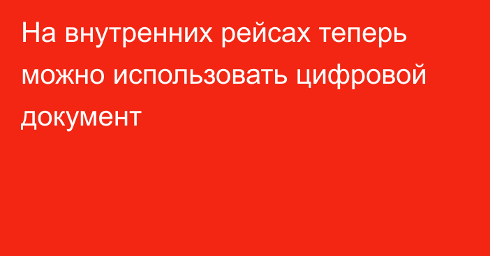 На внутренних рейсах теперь можно использовать цифровой документ