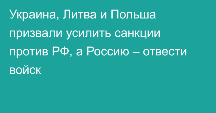 Украина, Литва и Польша призвали усилить санкции против РФ, а Россию – отвести войск