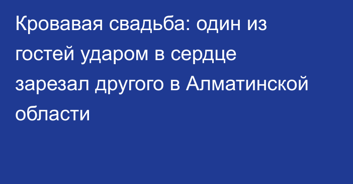 Кровавая свадьба: один из гостей ударом в сердце зарезал другого в Алматинской области