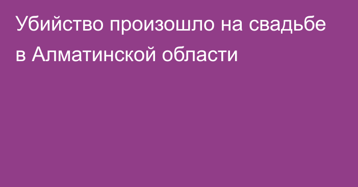 Убийство произошло на свадьбе в Алматинской области