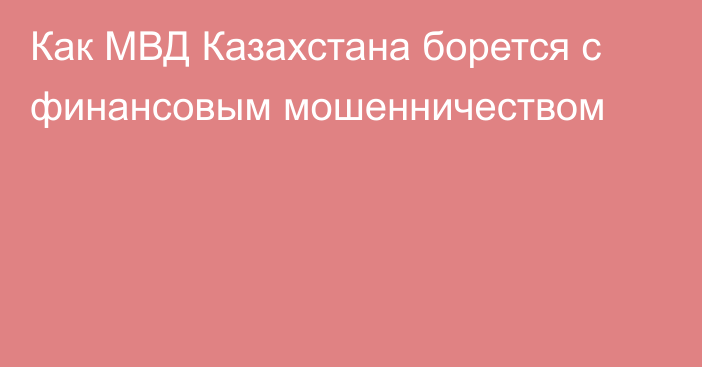 Как МВД Казахстана борется с финансовым мошенничеством