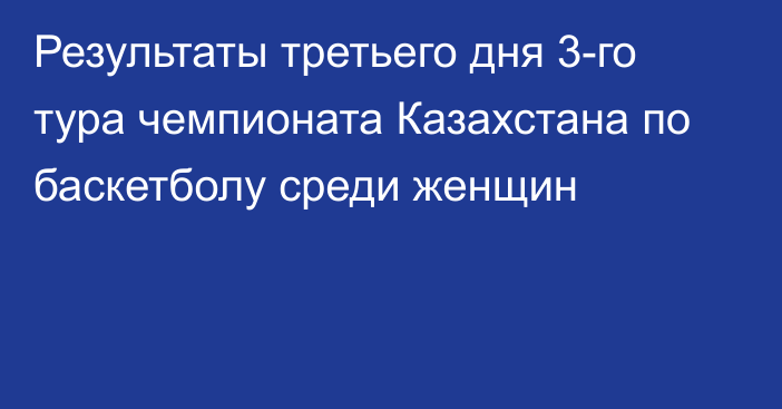 Результаты третьего дня 3-го тура чемпионата Казахстана по баскетболу среди женщин