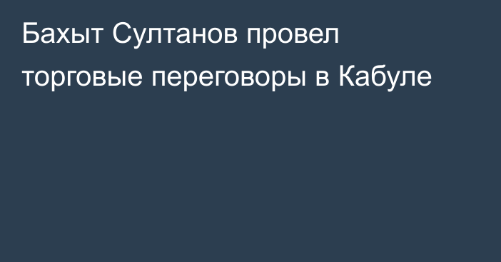 Бахыт Султанов провел торговые переговоры в Кабуле