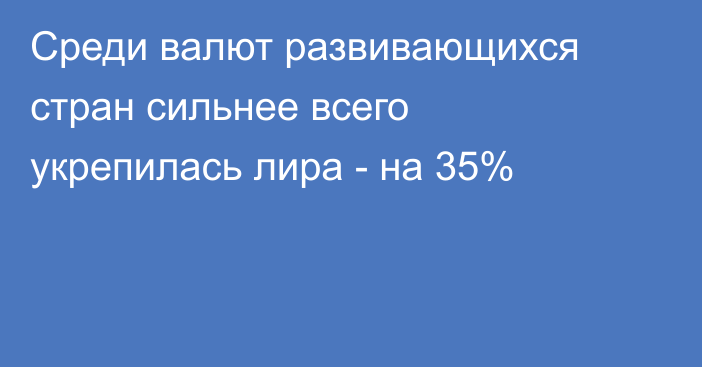 Среди валют развивающихся стран сильнее всего укрепилась лира - на 35%