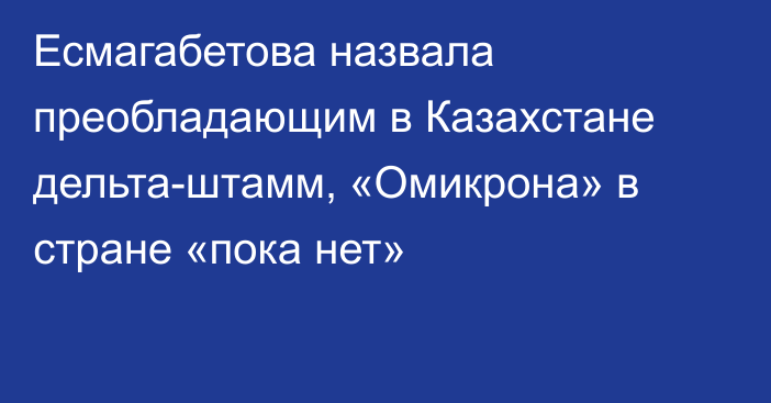 Есмагабетова назвала преобладающим в Казахстане дельта-штамм, «Омикрона» в стране «пока нет»