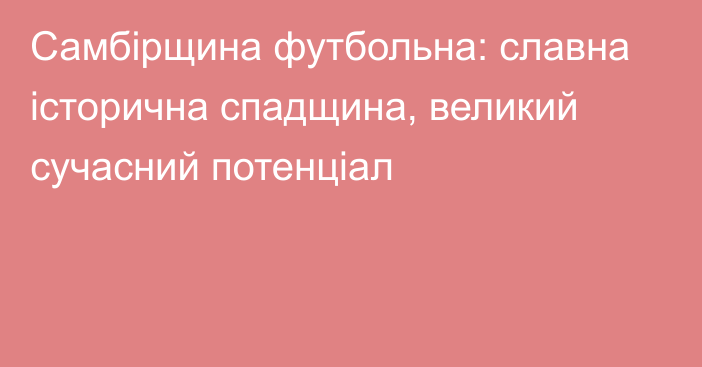 Самбірщина футбольна: славна історична спадщина, великий сучасний потенціал