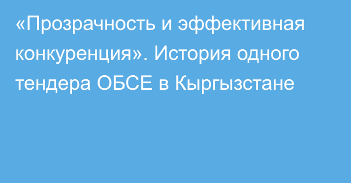 «Прозрачность и эффективная конкуренция». История одного тендера ОБСЕ в Кыргызстане