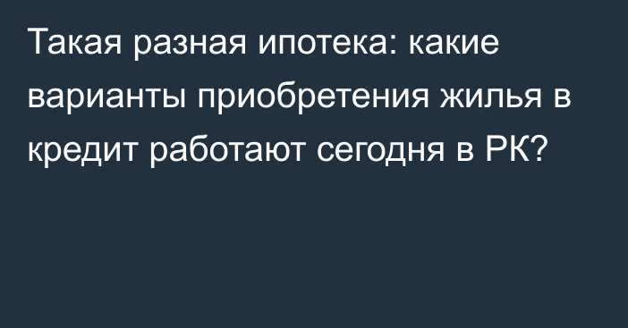 Такая разная ипотека: какие варианты приобретения жилья в кредит работают сегодня в РК?