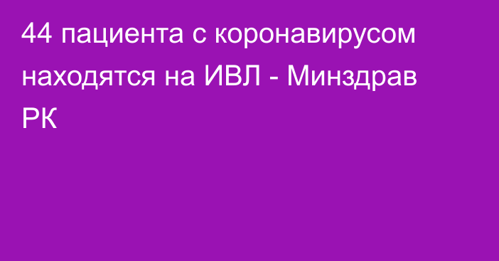 44 пациента с коронавирусом находятся на ИВЛ - Минздрав РК