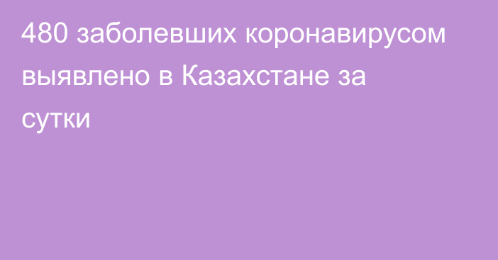 480 заболевших коронавирусом выявлено в Казахстане за сутки