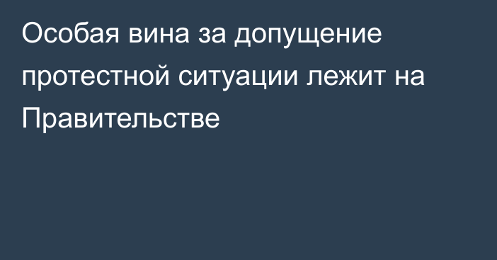 Особая вина за допущение протестной ситуации лежит на Правительстве