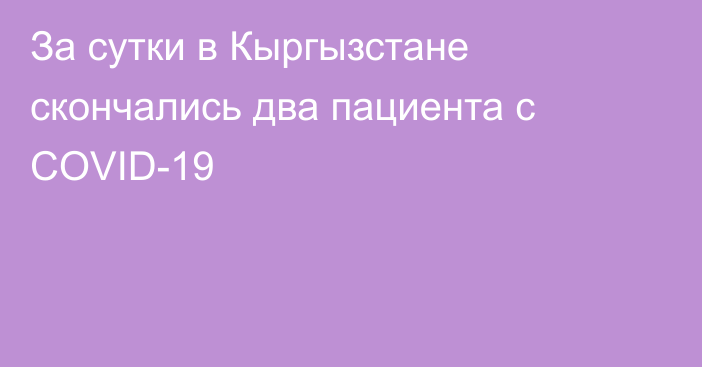 За сутки в Кыргызстане скончались два пациента с COVID-19