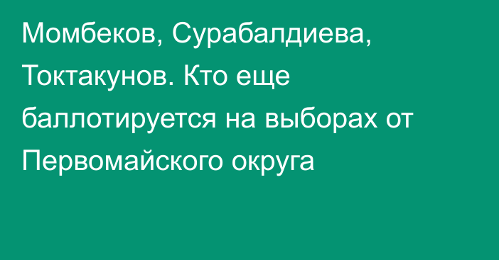 Момбеков, Сурабалдиева, Токтакунов. Кто еще баллотируется на выборах от Первомайского округа