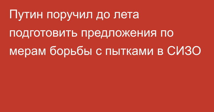 Путин поручил до лета подготовить предложения по мерам борьбы с пытками в СИЗО