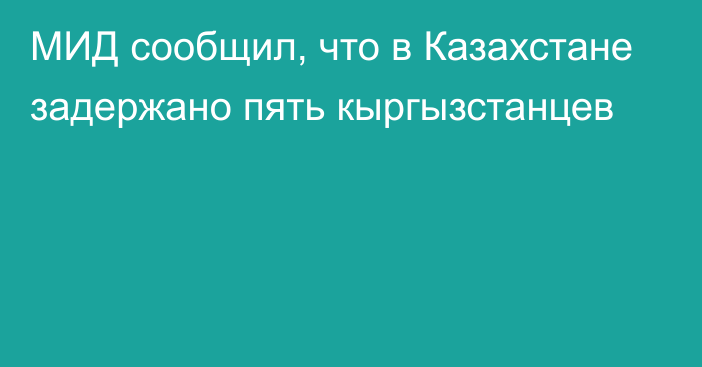 МИД сообщил, что в Казахстане задержано пять кыргызстанцев