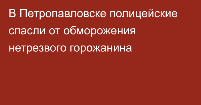 В Петропавловске полицейские спасли от обморожения нетрезвого горожанина