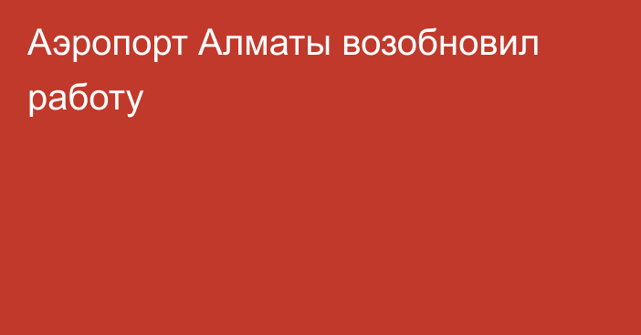 Аэропорт Алматы возобновил работу