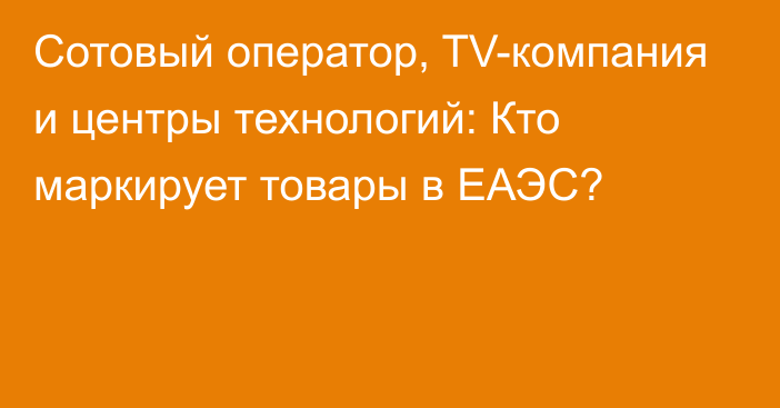 Сотовый оператор, TV-компания и центры технологий: Кто маркирует товары в ЕАЭС?