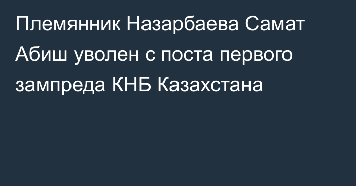 Племянник Назарбаева Самат Абиш уволен с поста первого зампреда КНБ Казахстана