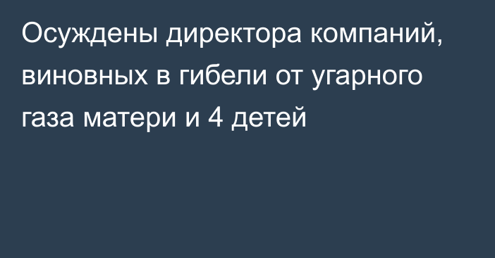 Осуждены директора компаний, виновных в гибели от угарного газа матери и 4 детей