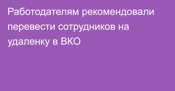 Работодателям рекомендовали перевести сотрудников на удаленку в ВКО