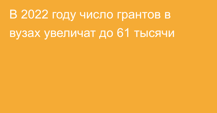 В 2022 году число грантов в вузах увеличат до 61 тысячи